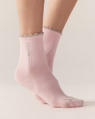 Ribbon Grip Socks (Strawberry)