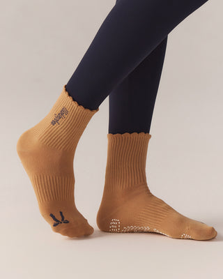 Ribbon Grip Socks (Latte)