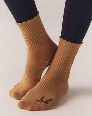 Ribbon Grip Socks (Latte)