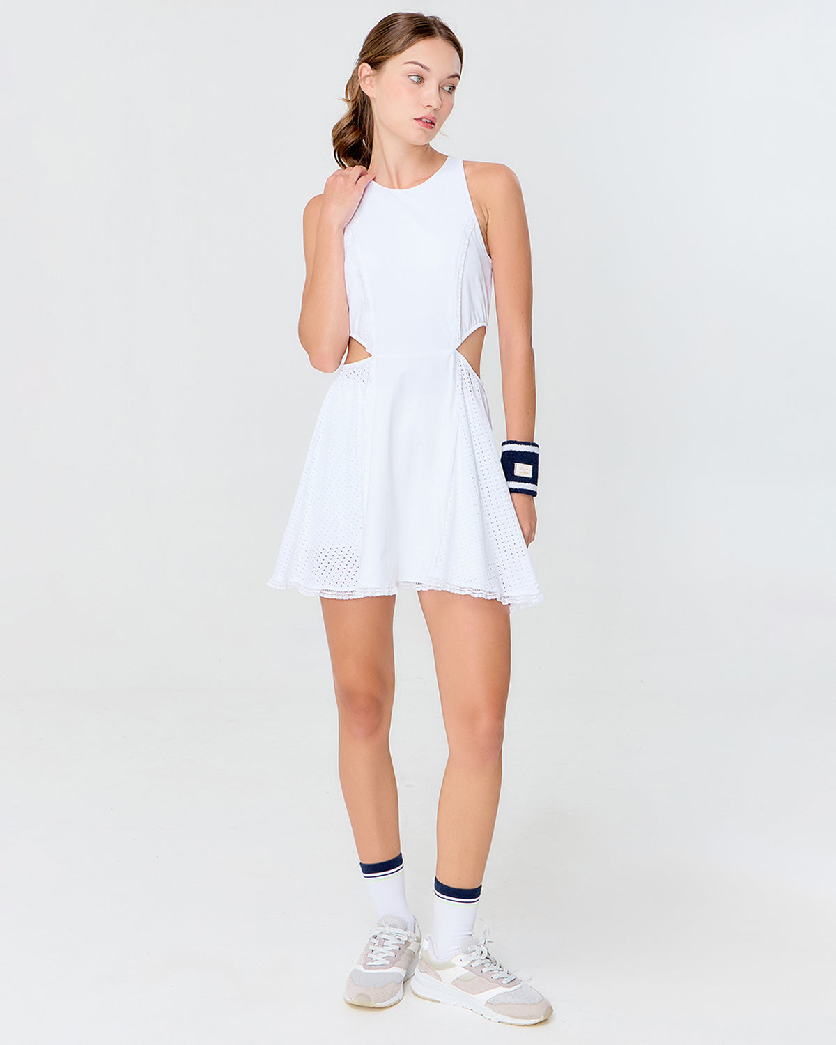 Spin Dress: Side Cutout Workout Dress (White)